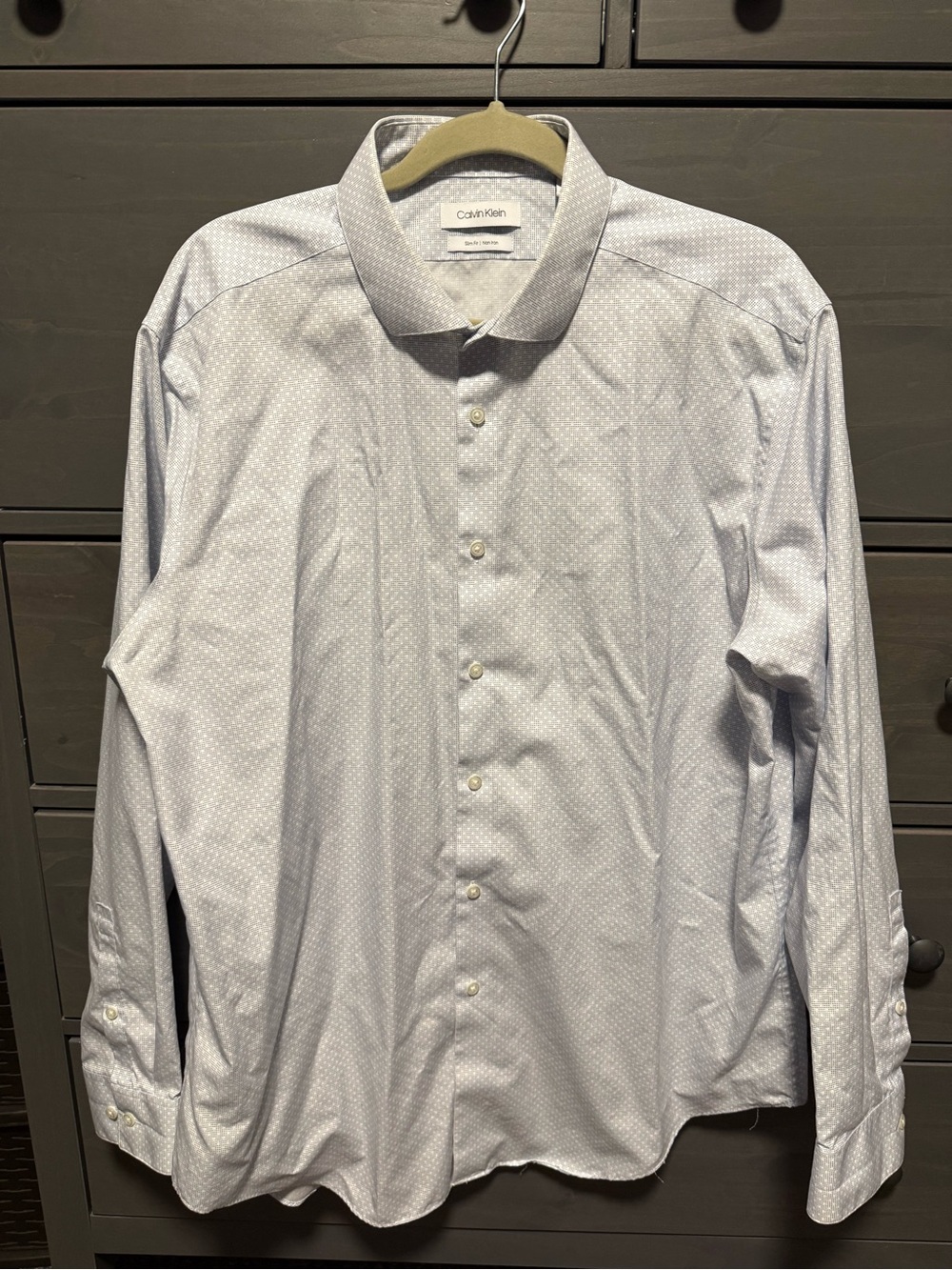 Calvin Klein Men's Light Blue Microdot Dress Shirt